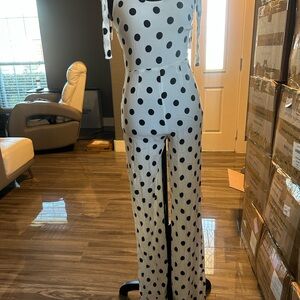 Polka Dot Jumpsuit - Black and White